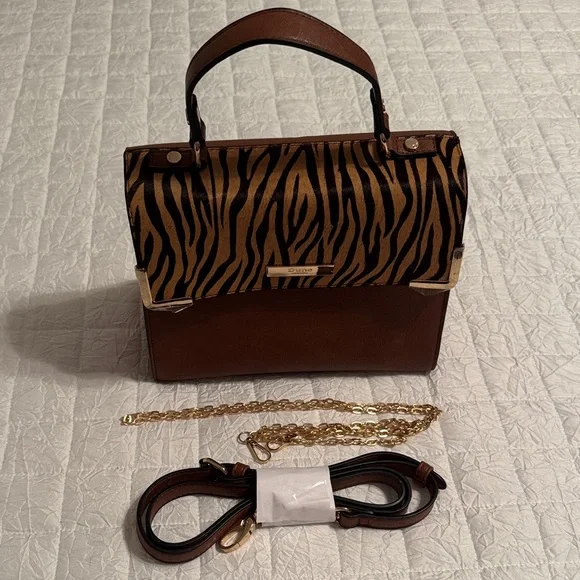 Dune LondonZebra Pattern Brown Satchel with Calf Hair. NWOT - Picture 11 of 12